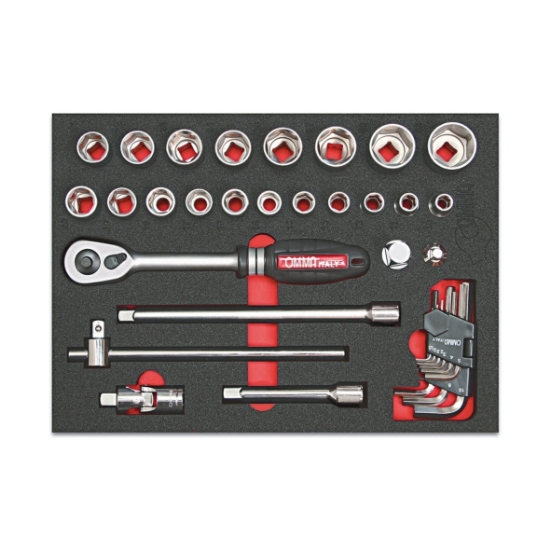 Modulo 26 bussole e accessori 1/2", serie 9 chiavi a brugola esagonali